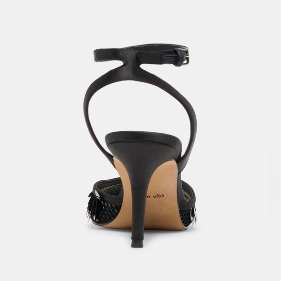 Dolce Vita ELIZA Confetti Heels 8.5 Black Sequin Mesh Stiletto 3”Pumps NWT - Picture 6 of 16